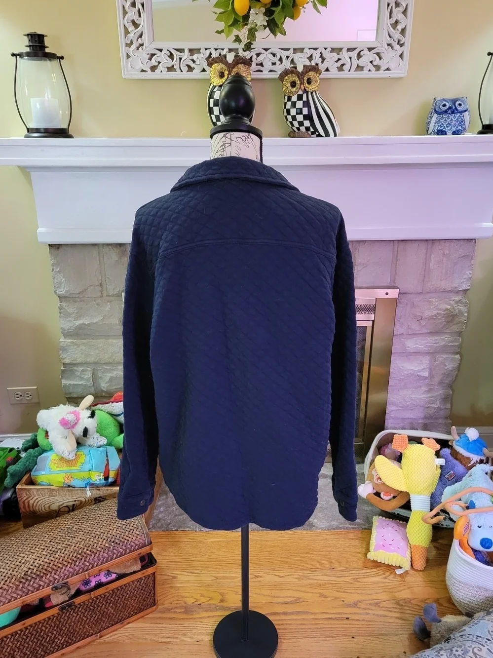 Banana Republic Quilted Navy Button-Up Utility Shirt Jacket Size L